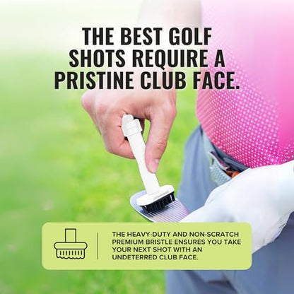 Magnetic Golf Club Brush - Detachable - Premium Nylon Bristles - Golf Bag Accessory - Golf Club Cleaner - Golf Tool - color: White