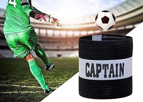 ONLYKXY Captain Armbands 9x30CM/3.54x11.81inch Adjustable Leader Armband for Soccer Basketball Volleyball School Team Competition Coach Players Wrist Arm Bands - color: Black+White