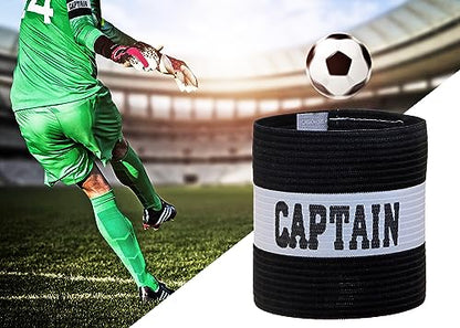 ONLYKXY Captain Armbands 9x30CM/3.54x11.81inch Adjustable Leader Armband for Soccer Basketball Volleyball School Team Competition Coach Players Wrist Arm Bands - color: Black+White