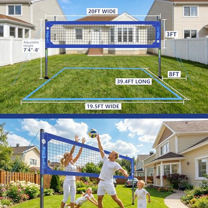 Professional Volleyball Net Set Heavy Duty for Outdoor Backyard Portable with Aluminum Scoring Poles, Nets System, Adjustable Regulation Height