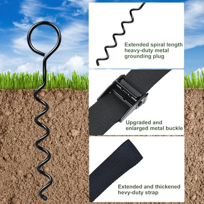 Basketball Goal Anchor Tie Down Kit High Wind Basketball Hoop Anchor for Secure Durable Court Setup Heavy Duty Trampoline Anchor Kit with Adjustable Strap for Mounting Trampoline Swing Tent - size: 2 Anchor and 1 Adjustable Strap