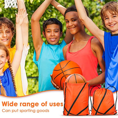 Riakrum 12 Pcs 16.5 Inch Ball Drawstring Backpack Party Drawstring Bag for Sports Travel Gym Workout