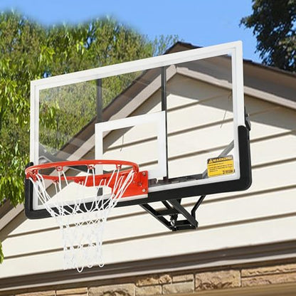 54.5" Wall Mounted Basketball Hoop ，Shatterproof PC Backboard Basketball Goal with Adjustable Height for Garage, Indoor & Outdoor Use