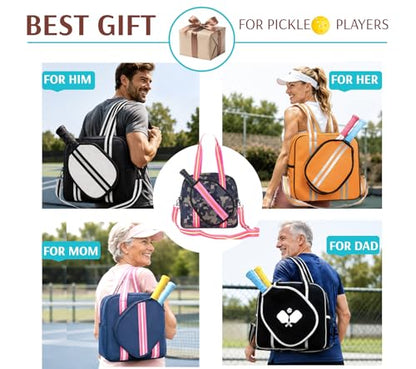 Pickleball Sports Tote Bag with Racket Holder, Neoprene, Adjustable Shoulder Strap - color: Green Camouflage