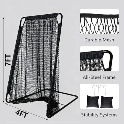 Football Kicking Cage Net: 40X80IN Heavy Duty with Steel Frame Professional Practice for Powerful Kicking & Punting Includes Sandbags & Stakes