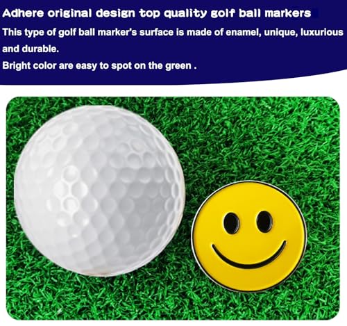 Adhere Golf Ball Markers Personlized Double Side Cute cat Logo Enamel with A Magnetic Hat Clips,A Premium Golf Gifts. - color: L-Smile with hat clip 3pcs