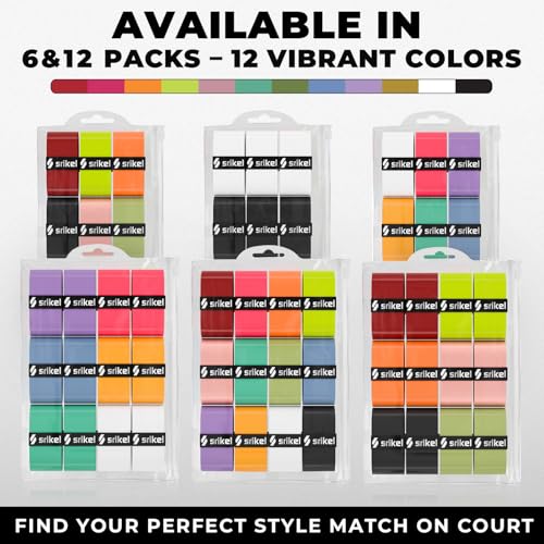 Pickleball Paddle Overgrip - Ultra Tacky & Non-Slip Soft Touch Pickleball Grip Tape for Pickleball Paddles, High Sweat Absorption, Shock-Absorbing & Durable Overgrip - color: Rainbow - 12 Pack