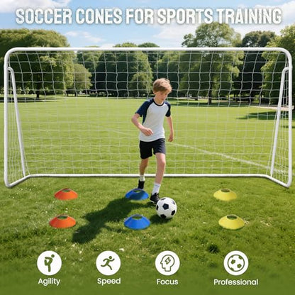 DoCred 6x4/8x6/10x6.5/12x6/16x7/18x7/21x7/24x8ft Soccer Goals, Foldable Steel Full Size Soccer Goal for Backyard, Weatherproof Metal Soccer Goal for Teens/Adults Practice Training - size: 12x6FT, style: Metal Non-Foldable