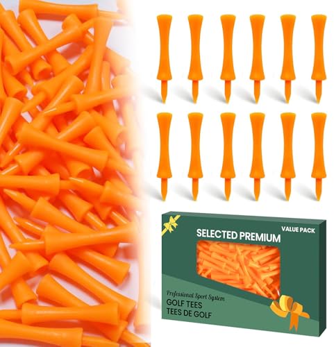 Amy Sport Golf Tees Step Down Plastic Unbreakable 50 Pack Reusable Bulk Professional Height Control Castle Tee for Practice - color: 50 Pack 2 3/4" in Orange