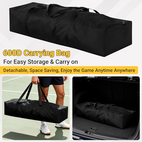 Pro Pickleball Net - 22ft Tournament-Grade, Heavy Duty Steel Frame, 30-ply Sturdy Net, Hand Winch System, Universal Wheels, 600D Carrying Bag, Perfect for Indoor & Outdoor Use, Black/Yellow