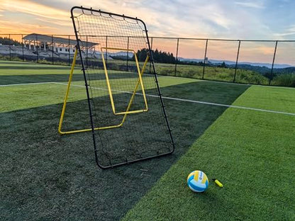 6-Angle Adjustable Volleyball Rebounder Net 7x4ft, High Stable Bounce Back Training Equipment for Practicing Volleying Bumping Spiking with High-Tension Net, PU Volleyball and Pump, Stakes - color: Black