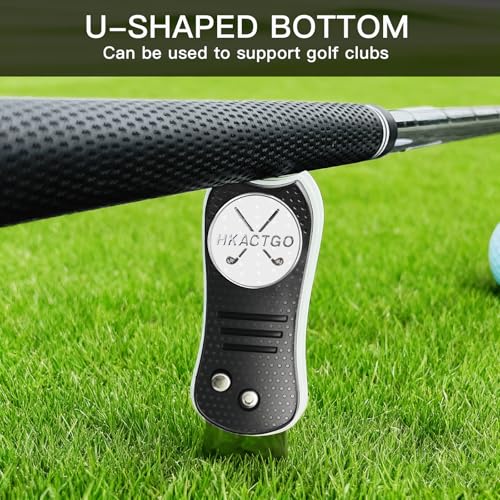 Golf Divot Repair Tool with Premium Metal Gift Box, Heavy Duty 2-Layer Stainless Steel & ABS, Thicker & Harder Prongs, Foldable, Magnetic Ball Marker,Green - color: Green