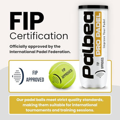 Palbea PRO Padel Balls. 6/12/24 Tubes of 3 Padel Tennis Balls FIP Approved. Paddle Balls Made of HV Felt for Training and Tournament. Suitable for Any Surface or Sites. - style: 1 Carton x 12 Tubes