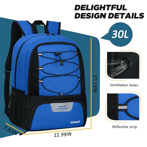 Goloni Soccer Bag, Basketball Bag with Ball Compartment & Shoe Compartment,Large Soccer Backpack for Basketball,Gym，Football - color: Blue