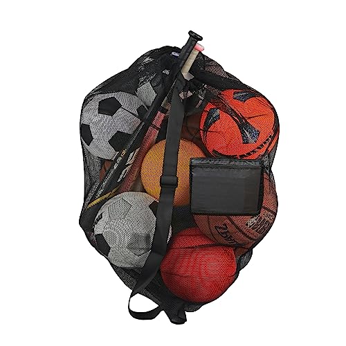 Keeble Outlets Extra Large Sports Ball Bag Mesh Soccer Ball Bag Heavy Duty Drawstring Bags Team Work for Holding Basketball, Volleyball, Baseball, Swimming Gear with Shoulder Strap