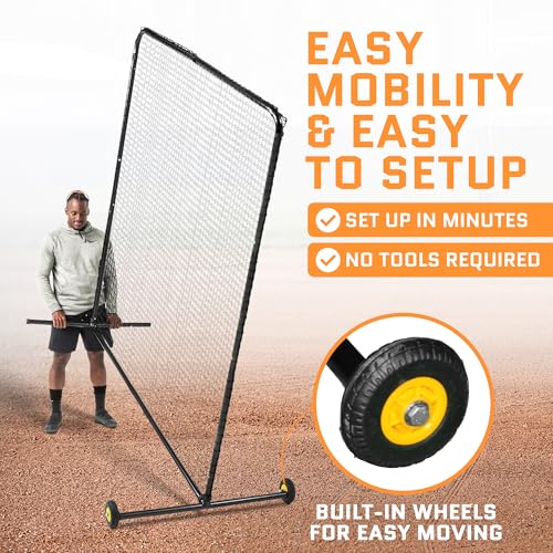 ACELETIQS Baseball Pitching Net & i-Screen (Compact & XL Sizes) Softball Baseball Pitcher Protector for Batting Cages and Fields | Heavy Duty Net for Back Drive, Line Protection - Multi-Purpose Use - size: 7x7 Feet