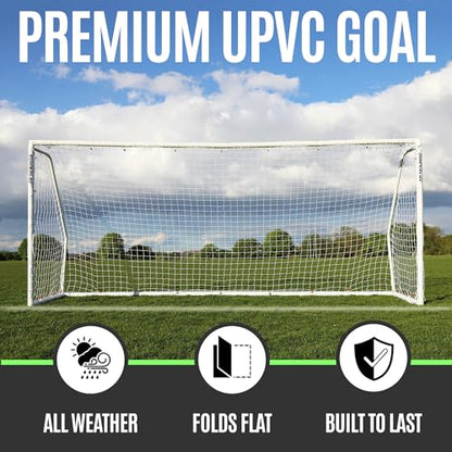 QuickPlay Q-Fold Match Soccer Goal – 30-Second Folding Design for Easy Setup | Portable Net for Backyard | Weatherproof Goal Post for Adults & Kids – [Single Goal] - style: 12 x 6'
