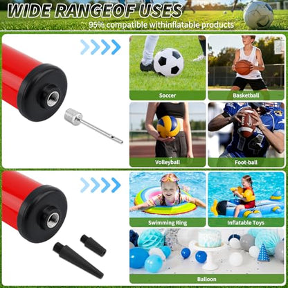 100 Sets Ball Air Pump Bulk for Sports Balls Include Needle Nozzle Extension Hose Hand Inflation Kit for Basketball Soccer Football Volleyball Balloon, Operation Bulk Christmas Child Items Gifts - color: Red