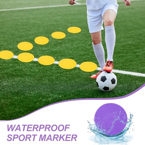 PATIKIL Spot Markers 9 Inch, 12 Pcs Non-Slip Floor Dots Agility Markers Flat Field Cones Poly Dots for Gym PE Speed Training Dance Soccer Basketball Sports, Orange/Purple