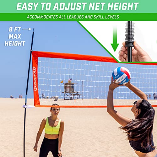 GoSports Freestanding Volleyball Training Net - 12 ft or 20 ft - Indoor our Outdoor Use, Instant Setup, and Height Adjustable