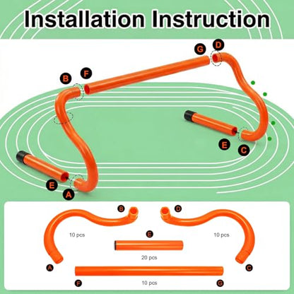 Eorbow 10 Pack 9" Agility Hurdles, Plastic Speed Agility Training Hurdle, Detachable Sturdy Plyometric Hurdles, Training Equipment Set with Carry Bag for Football, Soccer, Basketball, Athletes