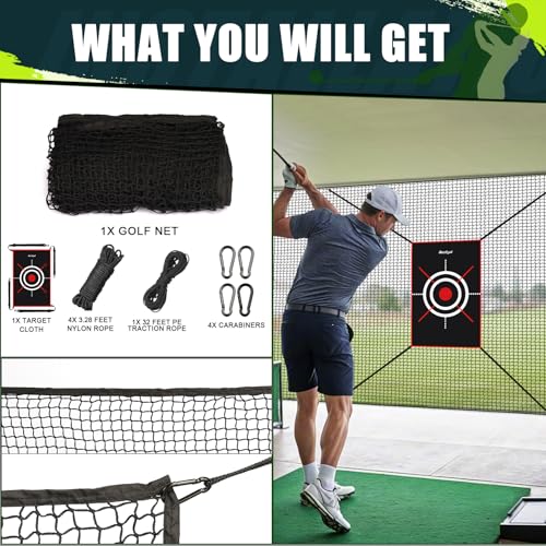 Heavy Duty Golf Practice Net, High-Impact Golf Hitting Net for Indoor/Outdoor Use - size: 10x15ft with target