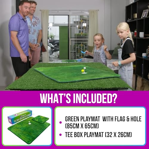 Fingagolf Indoor Golf Game Realistic Golf for Home, Office, or Travel – Unique Gift for Golfers of All Ages - style: Tee Box and Green Playmats