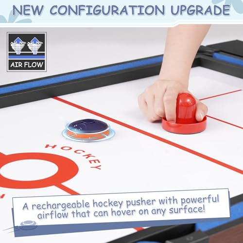 RAYKEEP 54" 4-in-1 Swivel Multi Game Table - Combo Game Table Set for Youth, Adults - Indoor and Outdoor Arcade Sports Table - Air Hockey, Billiards, Foosball, Ping Pong for Home, Game Room