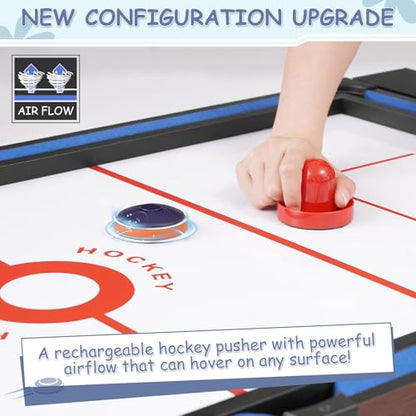 RAYKEEP 54" 4-in-1 Swivel Multi Game Table - Combo Game Table Set for Youth, Adults - Indoor and Outdoor Arcade Sports Table - Air Hockey, Billiards, Foosball, Ping Pong for Home, Game Room