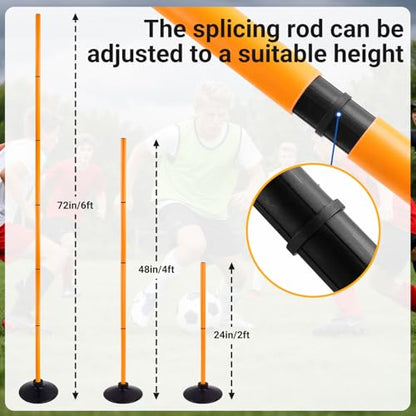 Agility Training Bars, Adjustable Multi-Purpose Sports Training Bars with Detachable Rubber Bases, Suitable for Speed Training in Soccer, Basketball, and Pets.