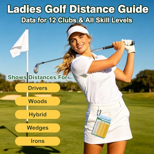 Golf Club Distance Card, 2 Pack Waterproof Golf Yardage Card, Range Chart, Quick Reference Guide with Clip, Golf Accessories for Men and Women Golfers - color: 2PCS Yellow-Lady