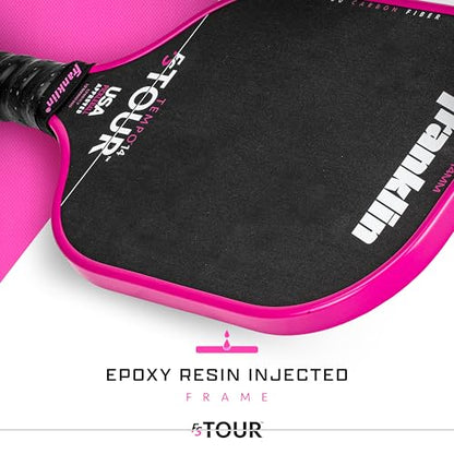 Franklin Sports Pro Pickleball Paddle Set - FS Tour Series Carbon Fiber Paddle, Cover + Eraser - 14mm + 16mm - color: Pink, size: Tempo - 14mm