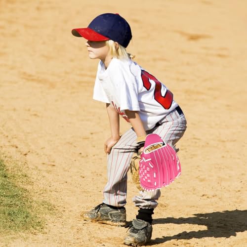 Baseball Glove,Baseball Softball Mitt with Ball for Kids Youth Adults Training and Beginner,Right Hand Throw,Left Hand Glove - color: Rose Red, size: 11.5"