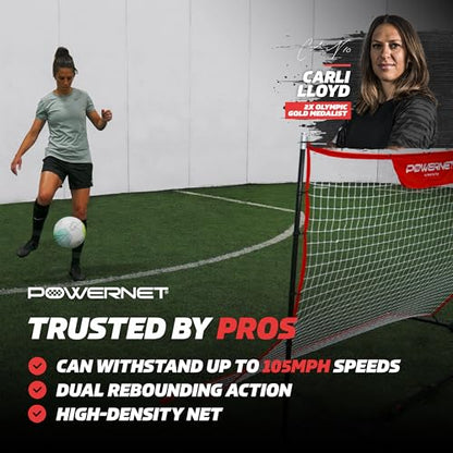 PowerNet Fast Pass Rebounder Soccer Trainer, 6 x 4 FT, Dual-Sided Soccer Net Rebounder for Passing & Ball Control, Portable Training Equipment for Solo & Team Drills