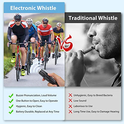 Electronic Whistles 2 Pack, Handheld 3 Tones High Volume Electric Whistles with Lanyard for Teacher, Coaches, Referees, Training Whistle, Loudest Outdoor Emergency Whistle, Sports Whistle Gifts