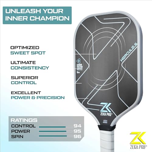 T700 Raw Carbon Fiber Pickleball Paddle, 16mm Pp Core, Phenomenal Grit for top Spin, Thermoformed w/Foam Infused Walls, Elongated Design w/Power & Control, Extra Large Sweet Spot & Premium Grip