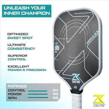 T700 Raw Carbon Fiber Pickleball Paddle, 16mm Pp Core, Phenomenal Grit for top Spin, Thermoformed w/Foam Infused Walls, Elongated Design w/Power & Control, Extra Large Sweet Spot & Premium Grip
