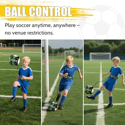 Soccer Trainer, Football Solo Practice Training Equipment Soccer Kick Juggling Trainer Improve Ball Control, Passing and Shooting Skills for Kids Adults Soccers Gear - color: Green