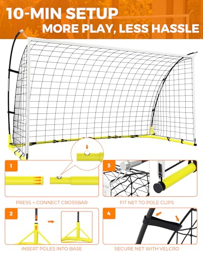 Soccer Goal for Backyard, 12×6 ft /6×4 ft Portable Soccer Goal Net, Quick Setup Soccer Goals with 1 Carry Bag - size: 12 X 6 Feet