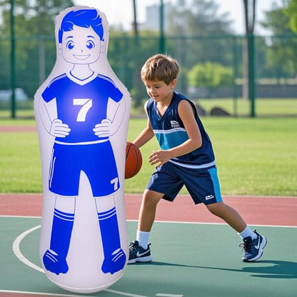 ZHUYNXIR Inflatable Soccer Dummy, Soccer Training Equipment, Inflatable Dummy Goalkeepr Air Mannequin Free Kick Wall Goalkeeper Defender Training for Children Adults - color: 120 dummy-blue