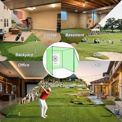 Gagalileo Golf Driving Cage Net: Heavy Duty 1 in Steel Frame - Noise Reduction Target for Backyard Garage Indoor Simulator - 7x7x7 FT High Density Hitting Swing Practice - size: 7x7x7ft without Bottom