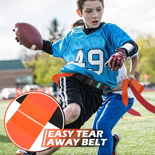 Flag Football Belts for Youth, Kids and Adults Sport Team Building and Competition Training - color: Orange