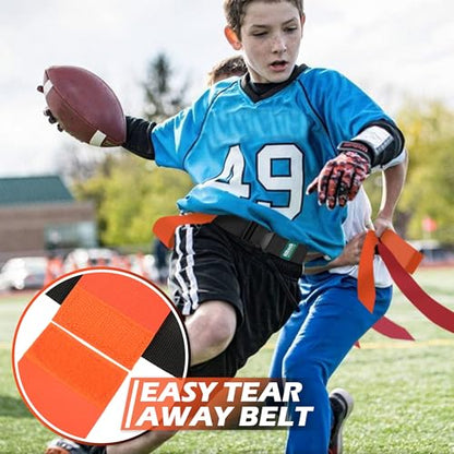 Flag Football Belts for Youth, Kids and Adults Sport Team Building and Competition Training - color: Orange