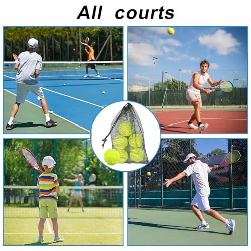 Tennis Balls 6 Pcs Training Tennis Balls Come with Mesh Bag for Easy Transport Beginner High Elasticity Practice Loose Tennis Ball for Dogs Natural Rubber Material - color: White