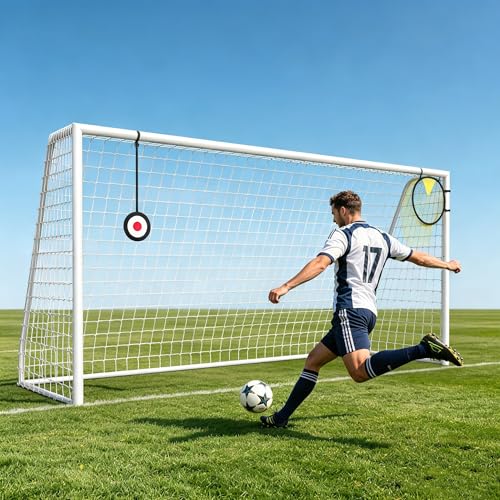12×6FT Soccer Goal for Backyard,Sturdy Metal Frame Soccer Goal with Shooting Target Net, 12 Training Cones,Outdoor Full Size Soccer Goals Training Equipment for Kids Teens Adults - size: 12x6