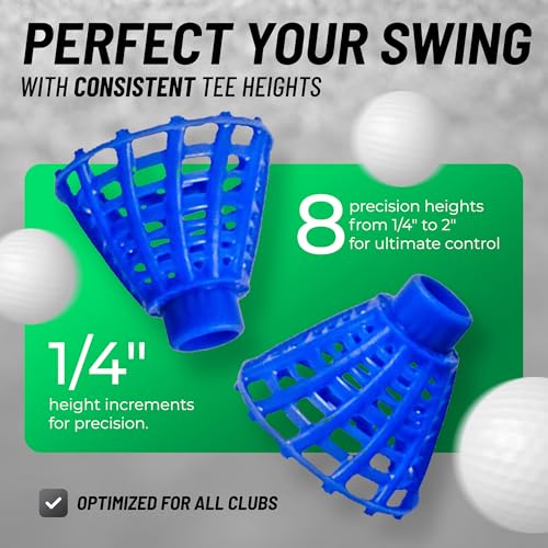 BirTee Golf Tees - PRO Speed Plus with Flexibility & Durability - 8 Pack. Indoor Golf Tees/Golf Simulator Tees/Winter Plastic Golf Tees - color: Black
