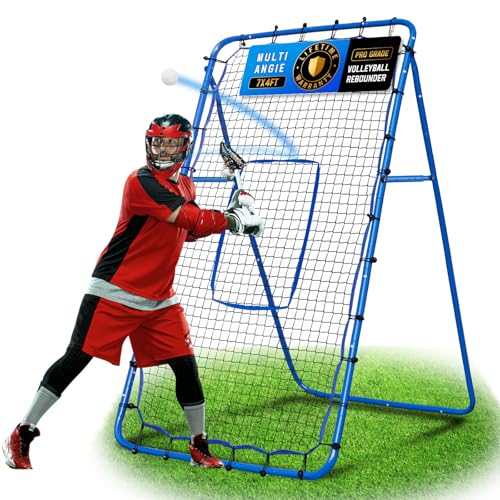 Volleyball Lacrosse Rebound Net Pro, WINTHAI Lacrosse Rebounder for Backyard, 7x4FT/6x4FT/4x4FT Bounce Back Net with Target Strike Zone, Easy Quick Setup, Volleyball Baseball Softball Soccer Training - size: 7FTx4FT