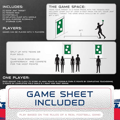 Franklin Sports NFL Mini Football Toss Target Game - NFL Door Jam Football Over the Door Target + (4) Mini Balls Set - 3 Hole Throwing Game for All Ages - Practice Passing + Aim