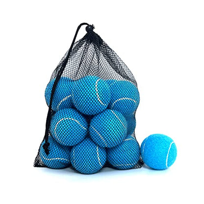 Tennis Balls, 15 Pack Practice Tennis Ball for Beginners, Training Playing Tennis Balls for Dogs, Come with Mesh Carry Bag - color: Blue