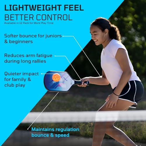 PicklePro Junior Outdoor & Indoor Pickleball Balls for Beginners – Lightweight LDPE 40-Hole Design for Stable Flight, Durable Construction for Training and Youth Play, USAPA Compliant